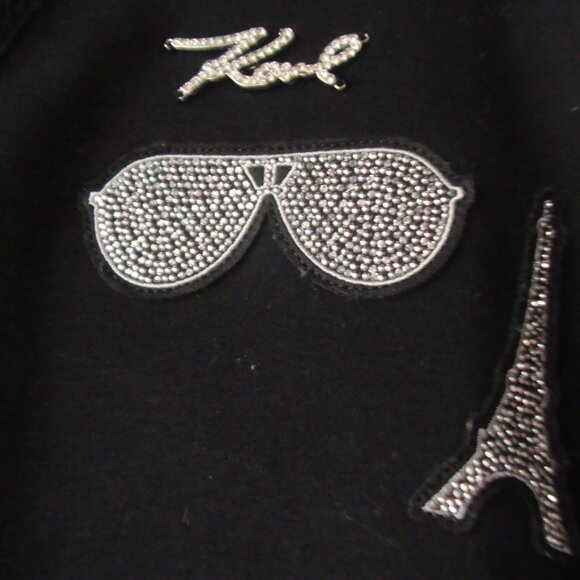 NWT Karl Lagerfeld Paris Pin Sweatshirt Women's Black Fleece, Size M - Picture 4 of 13